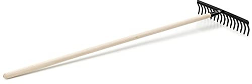 Rastrillo para jardín con mango de madera de 120 cm. Acero al carbono de alta resistencia. 30 cm. 12 púas
