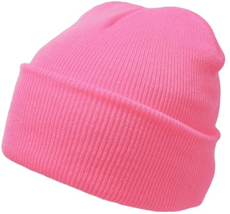 Komonee Beanie Hat Plain Baby Pink Soft Comfortable Casual for Men Women Warm Knitted Winter Woolly Skully Ski Headwear Stretchy Thermal Unisex Cap Perfect for Daily Wear Outdoor Sports