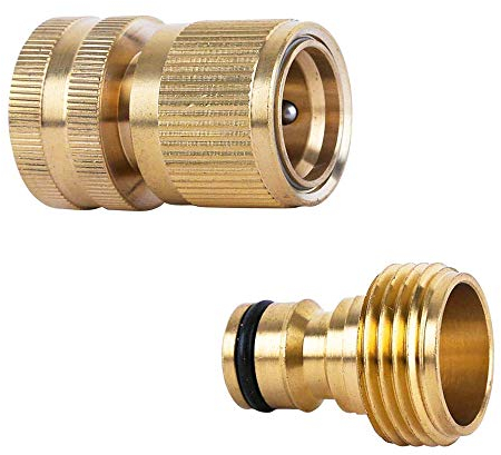 Garden Hose Quick Connect,3/4 inch Brass Female Thread Tap Connector Male Quick Connector Adapter Hose Connectors Hose Fittings for Car Wash Guns Garden Irrigation Systems(1 Pair)