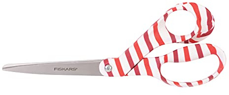 Fiskars Forbici Universali, Lunghezza Totale: 21 cm, Acciaio di qualità/Plastica, Inspiration, Motivo bastoncino di zucchero, 1063035