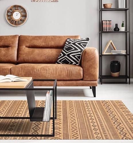 STOR PLANET | Alfombra Bambú Natural, Alfombra Moderna Efecto Tarima sin Ribete, Alfombras Bambú Antideslizantes para Salón, Pasillo, Baño. Alfombras Grandes hasta 2,4m | Etnic Natural, 140x200cm