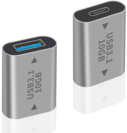 Duttek Adaptateur USB vers USB Type C 10Gbps, Adaptateur USB C Femelle vers USB A Femelle pour Synchronisation des Données et Recharge, pour iPhone, MacBook Pro,PC (2 Pack)