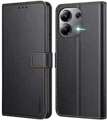 Ganbary Funda de teléfono móvil para Xiaomi Redmi Note 13 4G (no para 5G), funda de cuero de primera calidad con tapa [ranuras para tarjetas] [cierre magnético] [función atril] compatible con Redmi
