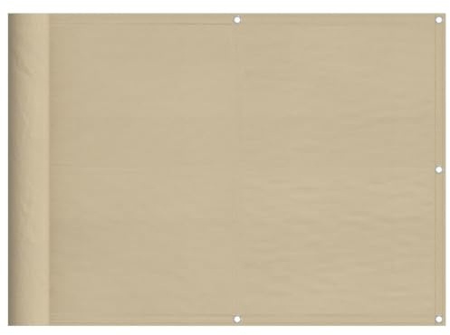 vidaXL Balkon Sichtschutz, Balkonbespannung mit Ösen Seil, Wasserfeste Balkonabdeckung, Balkonverkleidung für Balkon Terrasse, 75x800cm Beige 100% Polyester-Oxford
