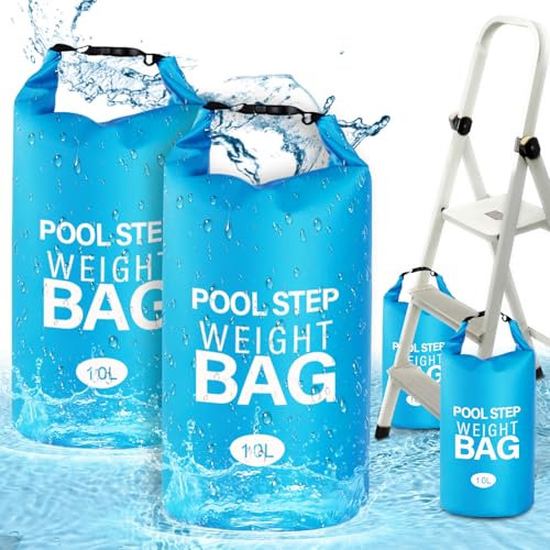 Pool Step Weights, Pool Ladder Weights for Above Ground Pools, 2 Pack 10L/25LB 500D PVC Pool Weights for Ladders, Waterproof & Tear-Resistant Sand Bags for Pool Steps