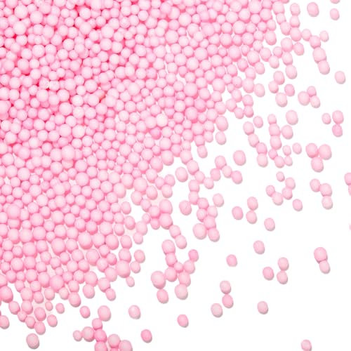 SOFPLATE Bolas de Espuma Pequeñas de 25g 2.5mm A 3.5mm Bolas de Espuma de Relleno A Granel Mini Bolas de Poliestireno Redondas Lisas de Color Rosa Relleno de Jarrones Bolsas de Frijoles Relleno para