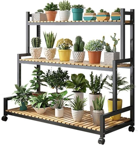 Plant Stand Heavy Duty Plant Holder Plant stand Flower shelf outdoor metal, flower shelf balcony weatherproof, plant shelf with wheels, plant staircase flower shelf standing shelf, for livin