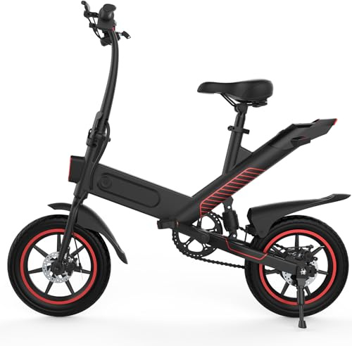 HBFTXRIDE Bicicletta Elettrica Pieghevole, 14 Bici Elettrica Adulto Max Velocità 25km/h, 36V 10.4AH Batteria al Litio, Fino a 30-45km Bike Elettrica Uomo Donna, Pedalata Assistita (Nero)