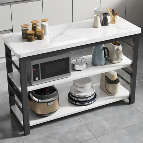 Köksö mikrovågsstativ med extra stor bänkskiva och förvaringsställ multifunktionell stenplatta för mikrovågsugn justerbar golv till tak mikrovågsstativ (svart 60 x 30 x 80 cm)