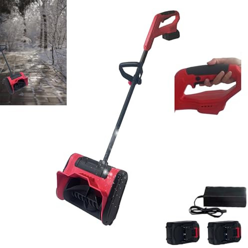 Hooha Schneeschaufel 3.5kg 8m Wurfweite Schneefräse Akku 21V 2 * 2000mA 15cm Arbeitshöhe 32cm Arbeitsbreite Entfernt Mühelos Gehwegen Schnee Inkl.Ladegeräte&Zusatzhandgriff&Sicherheitsschalter