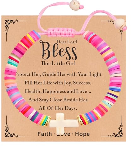 Cross Bracelet Baptism Gifts for Girl Kids First Communion Confirmation Graduation Gifts for Teens Girls Gifts Trendy Stuff Christening Catholic Christian Gifts Jesus Bracelets Daughter Niece Jewelry