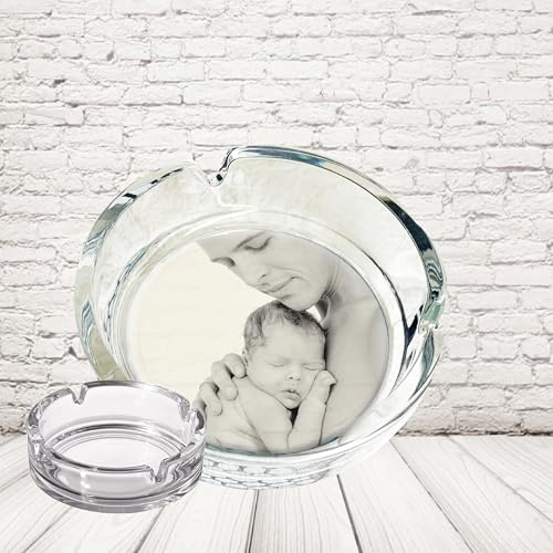 Posacenere da Tavolo in Vetro trasparente Per Interno ed Esterno Personalizzato con Nome Foto Porta Cenere per Sigarette Ideale per Festa del Papà Uomo Marito Fidanzato