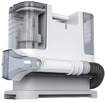 Limpiador de alfombras, limpiador de vapor compacto para alfombras y sofás, potente motor de 400 W, 2 tanques de agua extra anchos, adecuado para todo tipo de telas