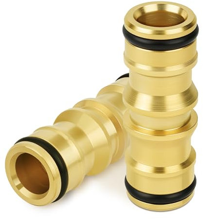 Flintronic 2PCS Raccord de Tuyau en Laiton, 1/2 Double Fiche Pièce de Raccordement, Raccords Pour Tuyau D'arrosage, pour Rallonger Un Tuyau et le Système D'irrigation de Jardin