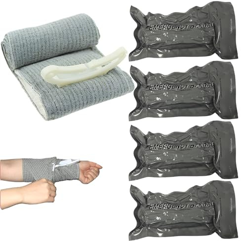 4 PCS Pansement Israelien 6 Pouces Pansement Israelien Compressif Pansement Compressif pour Sports de Plein Air Camping Randonnée et Escalade