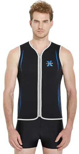 QUXVUIS Combinaisons 3MM sans Manches néoprène Adultes Hommes Gilet de plongée en apnée UV Combinaisons de plongée avec Maillot Bain à glissière