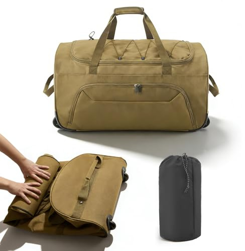 Bolsa de viaje plegable con ruedas, 95 L, XXL, ampliable, bolsa de viaje de 75 cm/30 pulgadas con ruedas, equipaje de mano y bolsa de fin de semana para camping, vacaciones, hombre y mujer
