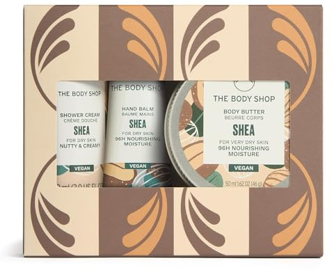 Shea Mini Gift Set, 3-Piece Full-Size Body Care (Worth £17.5) | Shower Cream 60ml, Body Butter 50ml and Hand Balm 30ml, Gentle Care with 96hr Moisture for Dry Skin, by The Body Shop