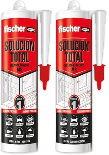 fischer - Solución Total Cristal 290ml | Flexible y de Baja Merma | Adherencia Duradera en Múltiples Materiales | Uso en Construcción e Industria | Transparente, Resistente a Humedad y Pintable