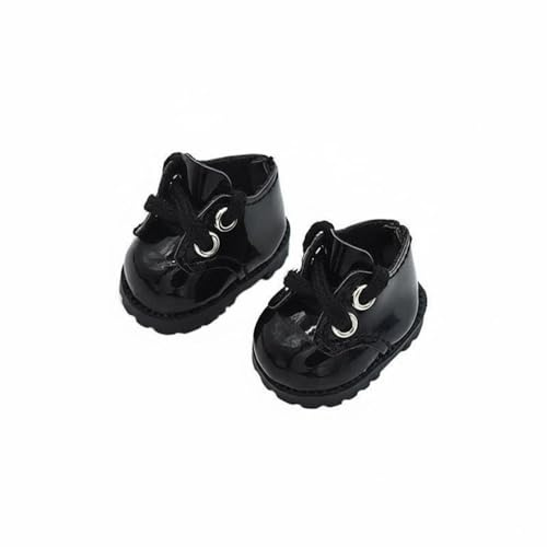 MFMEXUL Doll Footwear Glossy PU Miniature Shoes Lace-Up Doll Boots Realistic Eyelets Functional Laces Suitable for Hobbyists Display, Black