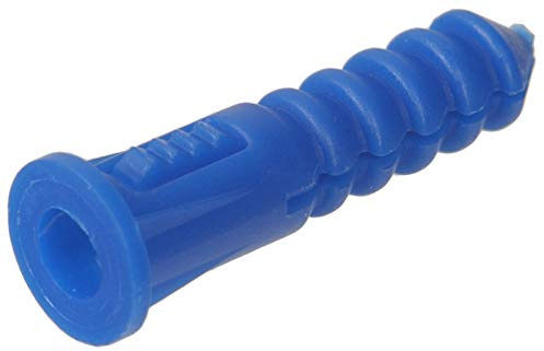 Hillman 100 Pcs Ribbed Plastic Wall Anchors (#8-10-12 x 1-1/4) | Drywall Expansion Anchors for Screws | Blue Plastic Anchors for Drywall, Plaster, Brick & Concrete Mounting