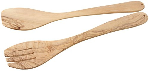 Fackelmann 30855 Posate da insalata in legno di ulivo, 30 cm, lavabili in lavastoviglie