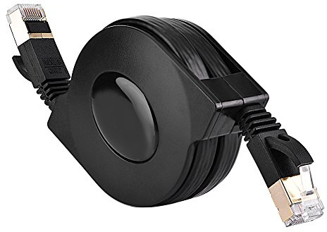 Zerone CAT 7 Ethernet Cable, Retractable CAT7 RJ45 600MHz Patch Shielded Lan Network Cable Flat Ethernet Cord 1.5M