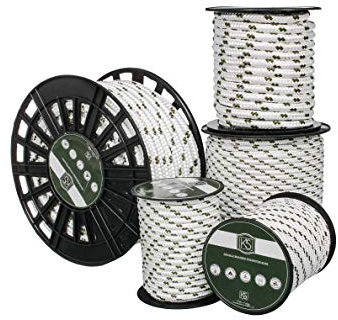 Kis Premium Quality Double Braided Polyester Rope, 12 MM (1/2'' 60 ft) - Heavy-Duty Extra Strength - Multi-Purpose Rope, Sailing, Crafting, Camping, White