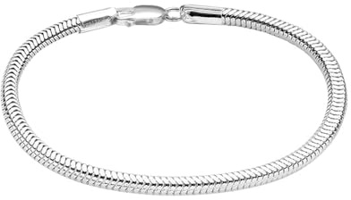 LeCalla Bracciale in argento massiccio 925 a maglia serpente italiano 3 mm per uomo donna bracciale charm (16,5, 7, 7,5, 8, 21,5, 22,8, 22,9 cm), Made in Italy, 7.5 inches, Argento, Nessuna pietra