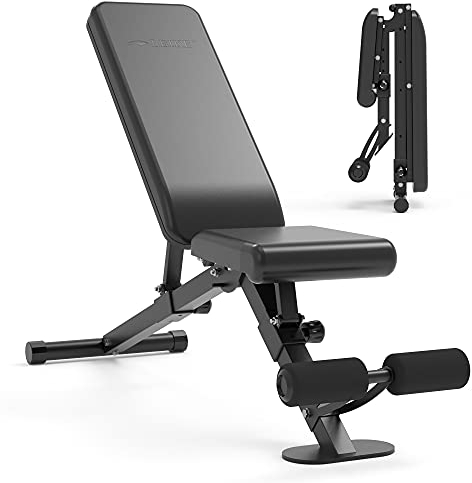 leikefitness Verstellbare Hantelbank, faltbare Trainingsbank mit automatischer Verriegelung für aufrechte Neigung und flache Ganzkörperübungen