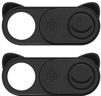kwmobile Cubiertas para Webcam - 2X Tapa con Pegatina para Cubrir la cámara de Pantalla Ordenador portátil Tablet - Negro