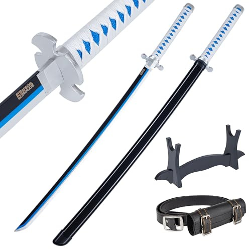 Demon Slayer Katana Espada de 105 cm/41 pulgadas - Samurai Espada Madera para Anime Cosplay - Bokken de madera de bambú con cinturón y soporte - Espadas de anime Accesorios decorativos - (Tanjiro