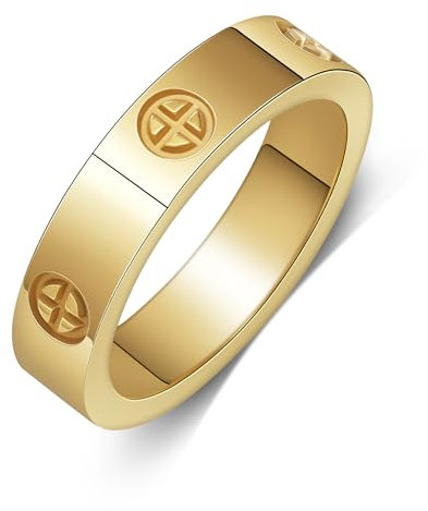 Yifnny Liebesring,Damen-Edelstahl-Ring Paar Ringe Valentine's Day Ring-Schmuck Verlobungsringe Eheringe Männer Kreuz Ringe Versprechen Ringe für Frauen Geschenk-Schmuck (8, Gold)