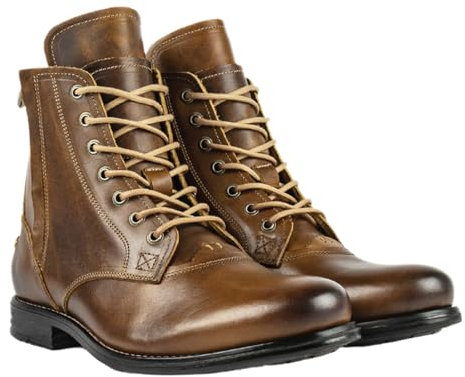 ForceRoute wasserdichte Motorradstiefel FüR Herren,Motorrad Schuhe Herren Leder,Motorradschuhe FüR MäNner,Wasserdicht Und rutschfest,Mit Seitlichem ReißVerschluss,FüR Rennen Und Tourismus