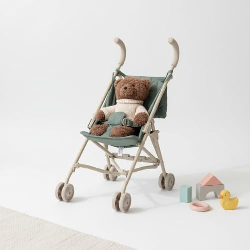 Doll Stroller – Neutral Color Lightweight & Flexible Stroller - Baby Doll Stroller for Kids 3+ - Chic Floral Print - 22 (Olive Green)
