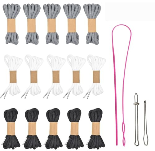 36 Pcs Drawstring Cord, 23 Inch Hoodie String Replacement, Replacement Drawstring for Shorts Sweatpants Pants Jackets Coats (Black/White/Grey)