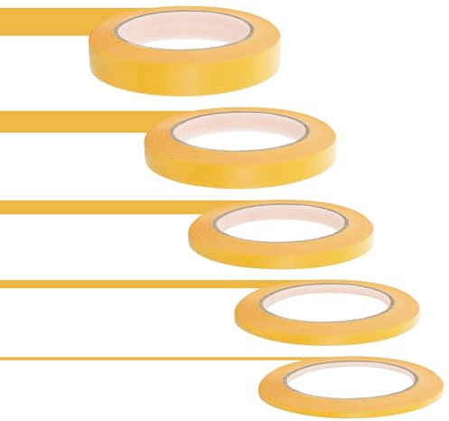 5 Piezas Rollos de Cintas de Enmascarar de Línea,3/5/7/10/15mm Cinta de Enmascarar Fineline de,Cinta Adhesiva Fineline Tape para Proyectos de Bricolaje,Superficies para Nail Art,Secciones de Agendas