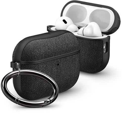 Spigen Urban Fit fodral för Apple AirPods Pro 3 | Nylonklätt PC-fodral med karbinhake i metall för repfritt skydd på språng för 2025-modeller – Svart