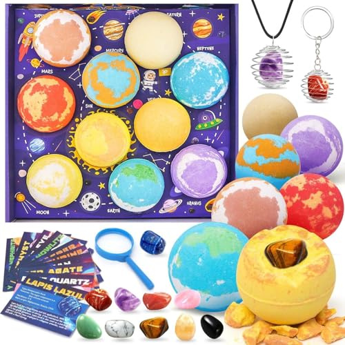 Bombe da doccia, 10 pezzi/set 60g Palline da bagno Space Planet con giocattoli all'interno - Bombe da doccia con ingredienti naturali per bambini, Divertente bagno per ragazzi e ragazze