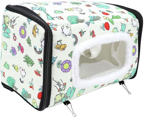 SIXRUN Letto Riscaldato Invernale per Uccelli Amaca Morbida in Cotone per Cocorite e Pappagallini con Finestra Trasparente Design Leggero Appeso (L)