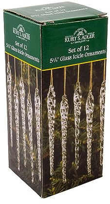 Kurt Adler 5-1/4-Inch Glass Icicle Ornament 12-Piece Box Set