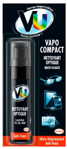 VU Classique – Nettoyant Optique spray vaporisateur Compact – Nettoyant Multi usages lunettes écrans - Verres impeccables - Vision parfaite - Vaporisateur 20mL
