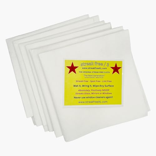 Microfiber Glass Cleaning Cloths, 6 Pack - 16 x 16 Lint-Free Window & Mirror Cleaning Towels, Streak-Free Reusable Cloths for Glass, Cars & Home - Just Use Water