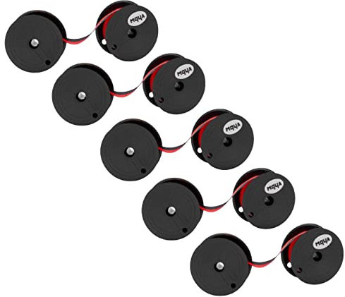 vhbw 5x Farbband Schriftband kompatibel mit Olympia SGE 35, SGE 40, SGE 41 Nadeldrucker, Bondrucker schwarz/rot