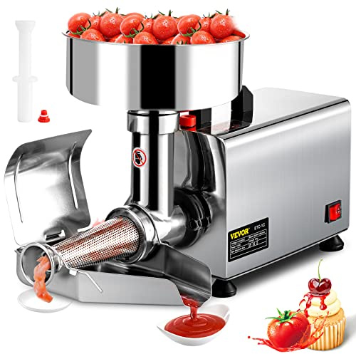 VBENLEM 110V Electric Tomato Strainer 370W Commercial Grade Tomato Milling Machine Stainless Steel Tomato Press and Strainer 90-160 Kg/H Pure Copper Motor Food Strainer and Sauce Maker