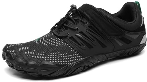 SAGUARO Barfotaskor herrar damer, sommar, ventilerande, träningsskor, halkfria trekking, terränglöparskor, Slip On, Svart New A1, 38 EU