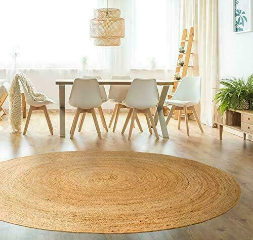 Ripaz Vogue -Jute Rug Hand Woven Round Rug Hand Braided Area Rug, Natural Jute (210 cm Round)