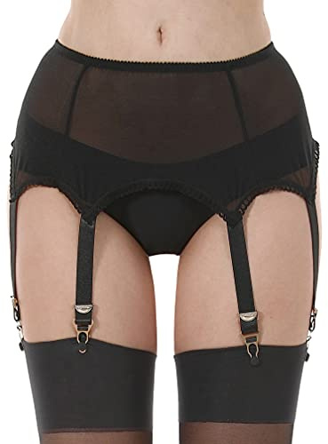 KLONKEE Cinturón de liguero sexy hasta el muslo con 6 correas anchas y clip de metal para mujer (el liguero se vende por separado de las medias)