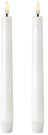 UYUNI Piffany Copenhagen Lighting flammenlose LED-Kerzen, batteriebetrieben, konisch, mit Schalter Nordisches Weiß, Doppelpack (Nordisches Weiß, W2,3 x H20 cm)