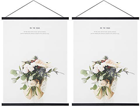 Miaowater 2 Pack Magnetic Poster Frame Hanger,18x24 18x12 18x28 Light Wood Wooden Magnet Frames Hangers for Photo Picture Art Canvas Print Artwork Wall Hanging Black 18''